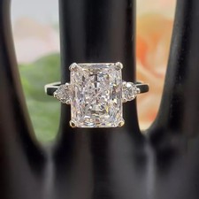 RARE 3.50 Ct Radiant Cut Off White Diamond Ring in Certified 925 Silver picture