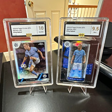 Topps Chrome UEFA 2022-23 Erling Haaland 2 Card Lot Refractor #99 Specimen #S-2 picture