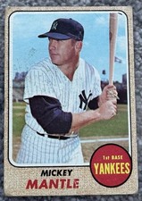 1968 Topps #280 Mickey Mantle (CREASE) Yankees HOF picture