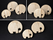 Vintage Italian Style Travertine Elephant Family Set of 3 Mid Century Modern MCM picture
