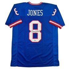 Autographed/Signed Daniel Jones New York Blue Retro Jersey BAS COA picture