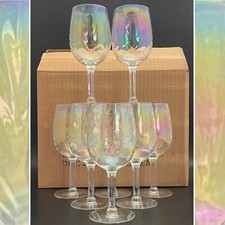 Mikasa Rare NOS Iridescent Drape Optic Pilsener 556 8pc Set c1970s Europe 10oz picture