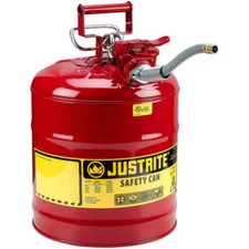 Justrite 7250120 AccuFlow 5 GAL Gasoline Fuel Safety Can Red Steel Gas Flammable picture