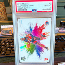 Panini Mosaic 2024-25 Alexandre Sarr Washington Wizards Color Blast #3 RC PSA 10 picture