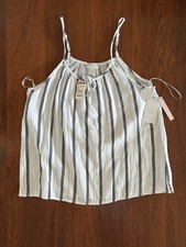 NWT Japna Sleepwear Sleeveless Lounge Pajama Top Striped Gauze 100% Cotton XL picture