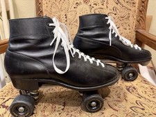 Vintage Hyde Betty Lytle Roller Skates Mens Black Leather Size 11 or 12 picture