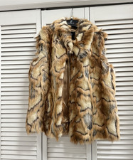 Rachel Zoe womens animal print jacket brown tan black long sleeve short sz S picture