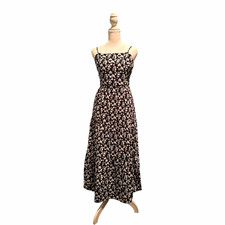GAP Women's Black/White Floral Smocked Midi Sundress Square Neck Size S picture