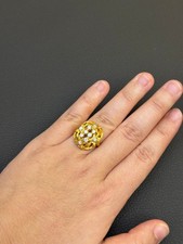 Vintage 14K Yellow Gold Domed Diamond Cocktail Ring - 0.35ctw, 6.6g picture