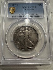 1917-S Obverse Walking Liberty Half Dollar .50 PCGS VF25 - Scarce in VF & Higher picture