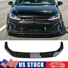 FOR 2015-2021 GOLF R GTI MK7 MK7.5 GLOSS BLACK V STYLE FRONT BUMPER LIP SPLITTER picture