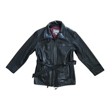 Vintage Wilsons Leather Thinsulate Womens Belted Parka Jacket Black L picture