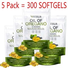 5Pack Resilia Oil of Oregano 6000mg with Black Seed Oil Softgels – 60 Capsules picture
