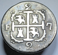 1817-21 Venezuela Caracas 2 Reales Made Into Cufflink Genuine 1800s Antique Coin picture