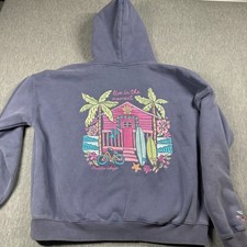 Malibu Skyye Hoodie Womens XL Blue Live In The Moment Graphic Fleece Pullover picture