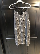 Maurices Women’s Gray Floral Slim Spaghetti Strap Belted Dress Large NWT picture