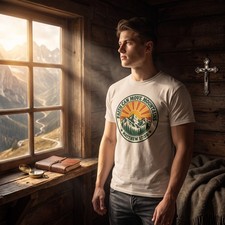 Retro 70s Faith Move Mountains Shirt Christian Vintage Apparel Gift For Him Her picture