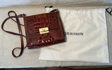 BRAHMIN Melbourne MIMOSA CROSSBODY Purse Brown Croc Embossed Leather w/ Dust Bag picture
