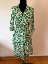Diane Von Furstenberg Midi Silk Wrap Dress Vtg Reissue Green Print Leaves 4 picture