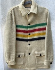 Vintage Hudson’s Bay Point Blanket Coat Jacket 100% Wool Made in Canada Cream St picture