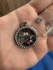 Origami Owl Charm Locket Necklace Round Glass 8 Charms Police Dog Wine Animal picture