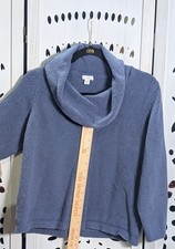 J.Jill Chenille Cowl Neck Sweater Blue/Denim Soft Knit 3/4 Sleeve Size picture