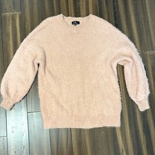 Lulus Blush Pink Fuzzy Eyelash Knit Crewneck Sweater Size S/M picture