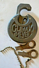 Antique/vintage CLIMAX 6 lever push key pancake padlock w/keys.     HT#469 picture
