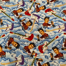Vintage 1993 Elvis Presley Shamash & Sons Fabric, Elvis in Clouds ~3.3yrds picture