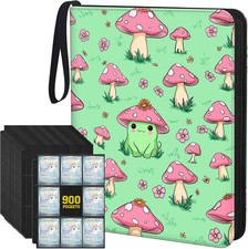 Cute Frog & Mushroom 9-Pocket Trading Card Binder Album, 900 Card Zipper Binder picture