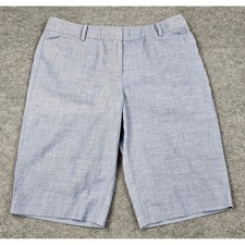 Talbots Perfect Short Womens 10 Blue Cotton Chambray Bermuda Shorts Preppy picture