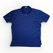 VINTAGE RARE 90s Polo Ralph Lauren Men’s Rhombus Geo Pattern Navy Polo Shirt  L picture