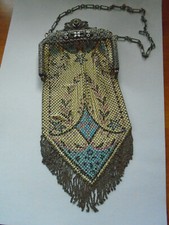 Vintage Art Deco Mandalian Manufacturing Co.silver plate & enamel mesh purse picture