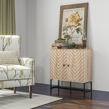 Mid Century Modern Sideboard Storage Cabinet Organizer with Shelf, Metal Base picture