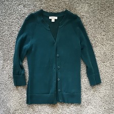Coldwater Creek Women's Green Solid Knit Button-Front V-Neck Cardigan XS picture