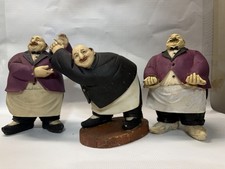 Vintage Whimsical Fat Waiter Butler Resin Figurine Set 3 Piece Kitchen Decor picture