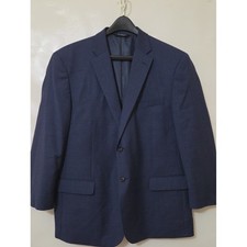 Jos A Banks Men's Navy Classic 2-Button 100% Wool Tailored Fit Jacket Blazer 46R picture