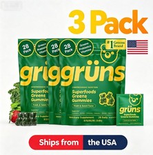 3pc Grüns Super Greens Gummies Multivitamin Superfood Gummy Bears 28 Packs picture