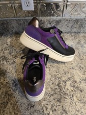New Alegria Women's Leather Casual Shoes/Sneakers Averie Black/Purple Sz 38/8 picture