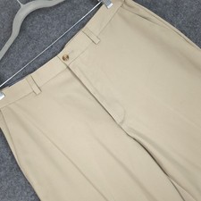 Lanesboro Mens Khaki Pants 34x32 Flat Front Iron Free Expandable Waist Tan New picture