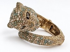 Vintage Roberto Cavalli Swarovski Crystal Panther Bracelet Turquoise NWOT picture