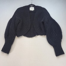 By Anthropologie Shrug Women Medium Petite Black Boho Balloon Sleeve Cropped picture