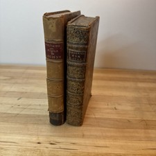 2 Antique French Books Leather Marbled Decor Gorgeous picture