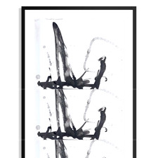 Landscape Painting Original Minimalist 9x12 Acrylic Signed Black White picture