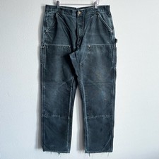 Carhartt faded black double knee work wear carpenter pants picture
