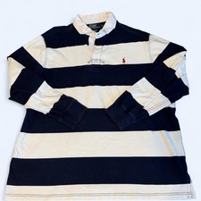 Vintage Polo Ralph Lauren blue and white Striped Rugby Shirt XL picture