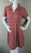 90's NWT Ecote Retro Print Shirt Dress M Red Poly Front-Zip Urban Outfitters picture