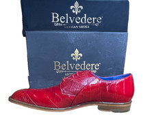 Belvedere Artisan Ostrich & EEL Patchwork Shoes 11.5 Red, Hand Made, Vero Cuoio picture
