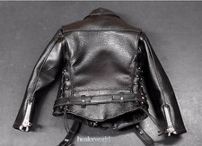 1Set 1/6 New Man Black Leather Jacket Clothes Fit For 12
