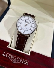 Longines L4.921.4.11.2 38.5mm Automatic Watch White Roman Dial Brown Leather picture